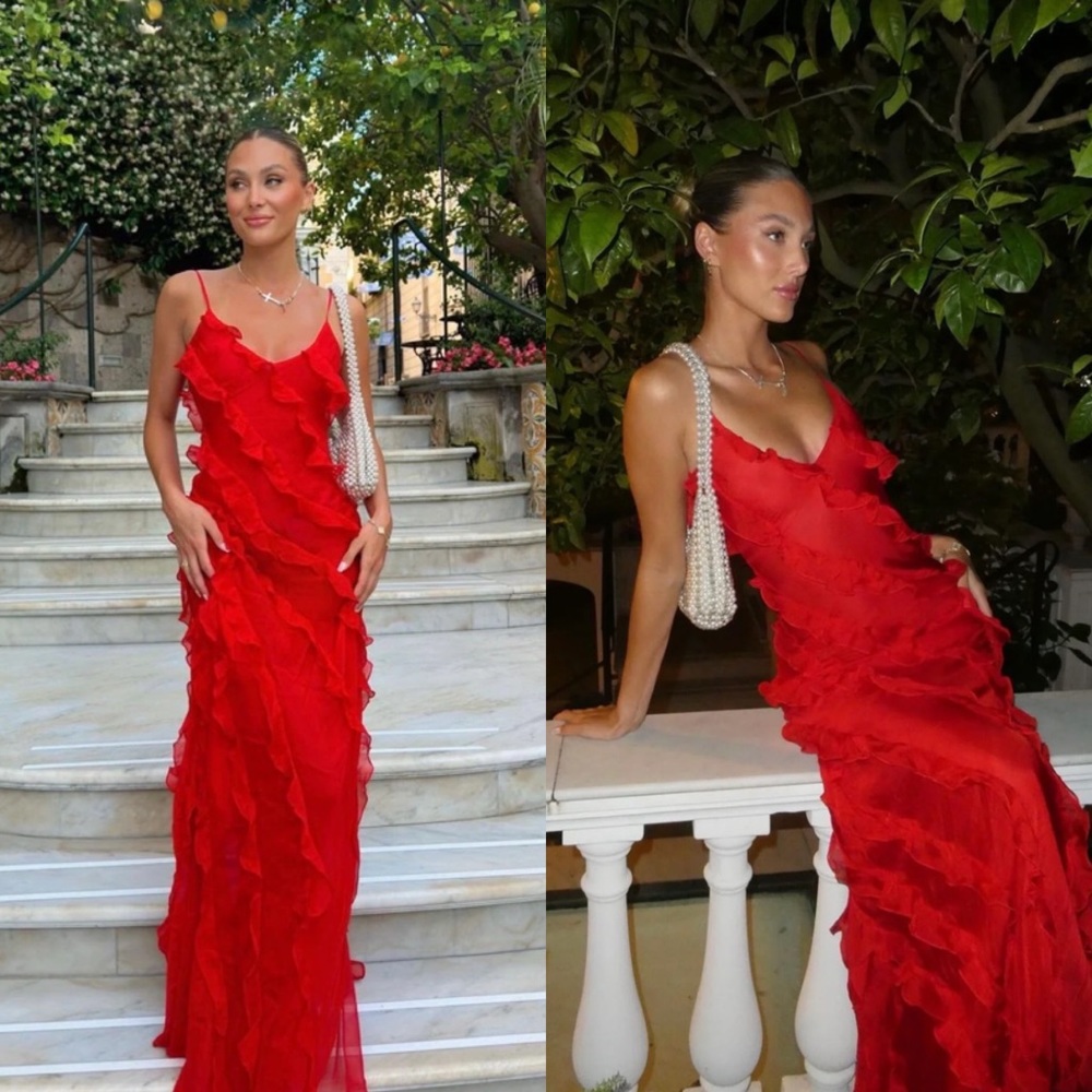 Rat & Boa Cecelia red ruffle maxi dress size medium NEW! New with tags!
